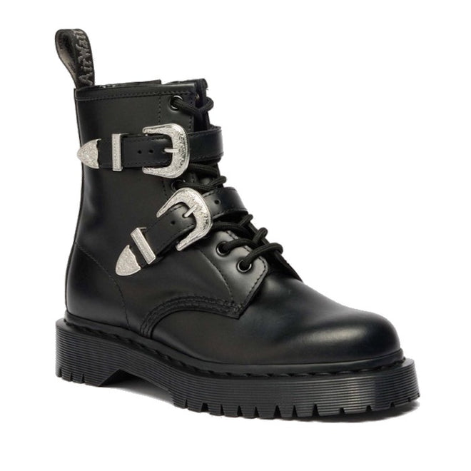 Dr Martens 1460 Bex Black Buckle Atlas Leather Boot With Zip