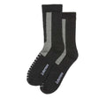A pair of charcoal gray Dr. Martens socks with cushioned padding and arch support, displayed against a white background.