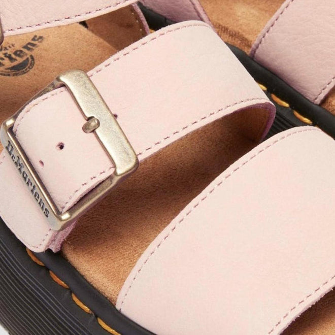 Close up of straps and buckle detailing on Dr Martens Pink Gryphon quag sandals,
190665714630,
190665714647,
190665714661,