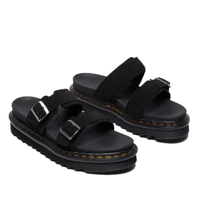 Dr Martens Myles Black E.H Long Napped Suede Sandal