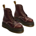 Dr Martens Sinclair Flower Dark Brown Grizzly Leather Boots feature a platform quad sole, yellow stitching, flower details, and back pull tabs., 51903, 51904, 190665777116, 190665777123, 190665777147, 51909, 51910