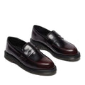 A pair of Dr Martens Temara Cherry Red Arcadia leather loafers with black soles, displayed on a white background., 190665747560, 190665747577, 190665747591, 52060, 52061