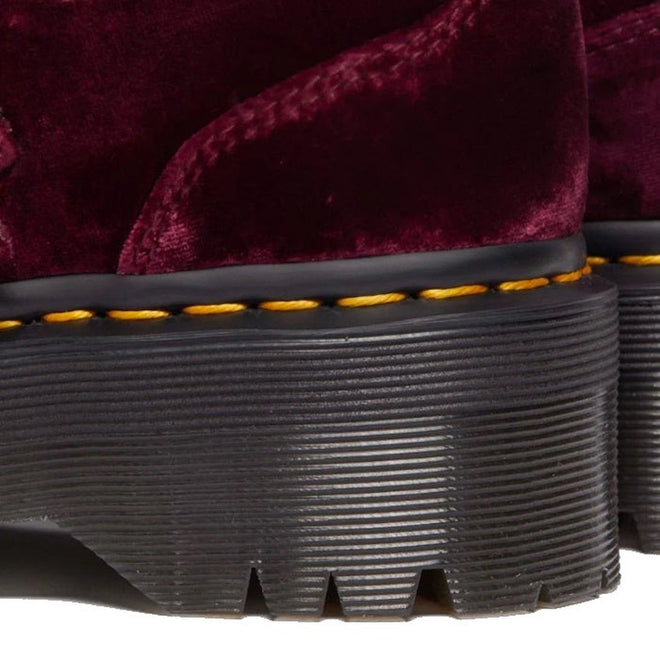 Dr Martens Addina Vegan Cherry Red Velvet Mary Jane Quad Platform