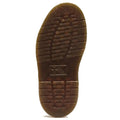 The textured, translucent brown Quad Shore sole of a Dr Martens Wrenlie Flower Open Toe Dark Brown Grizzly Quad Sandal, viewed from underneath., 54784, 190665777352, 190665777369, 190665777383, 54788, 54789