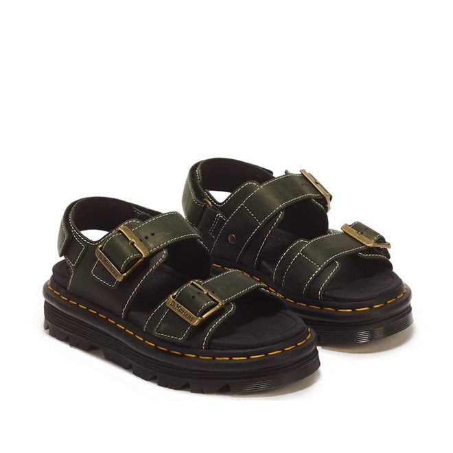 Dr Martens Zebzag Crazy Horse DMS Green 2 Strap Sandal