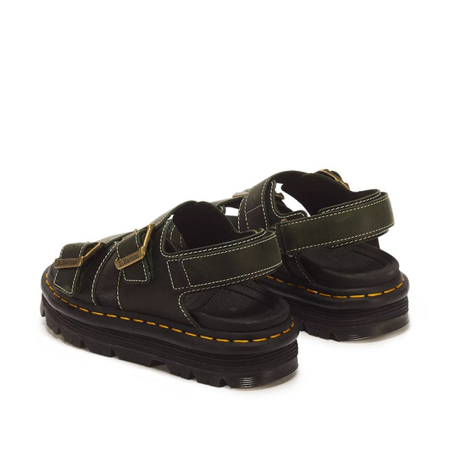 Dr Martens Zebzag Crazy Horse DMS Green 2 Strap Sandal