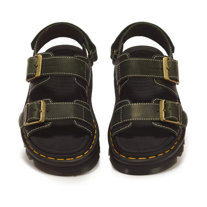 Dr Martens Zebzag Crazy Horse DMS Green 2 Strap Sandal