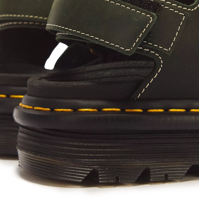 Dr Martens Zebzag Crazy Horse DMS Green 2 Strap Sandal