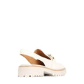 White sandal with a thick sole on a white background, heel to front right foot outside foot view,
9321191121352,
9321191121369,
9321191121376,
9321191121383,
9321191121390,