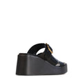 EOS Aris Womens Black Leather Wedge Dressy Slide
