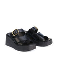 EOS Aris Womens Black Leather Wedge Dressy Slide