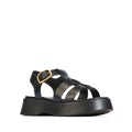 EOS Bario Black Leather Chunky Platform Sandal