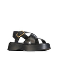 EOS Barista Black Leather Platform Sandal