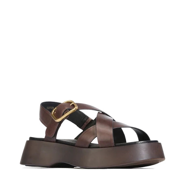 EOS Barista Chestnut Leather Platform Sandal