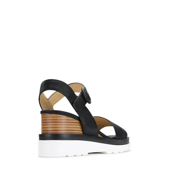 EOS Jadon Black Leather Wedge Sandal CLEARANCE