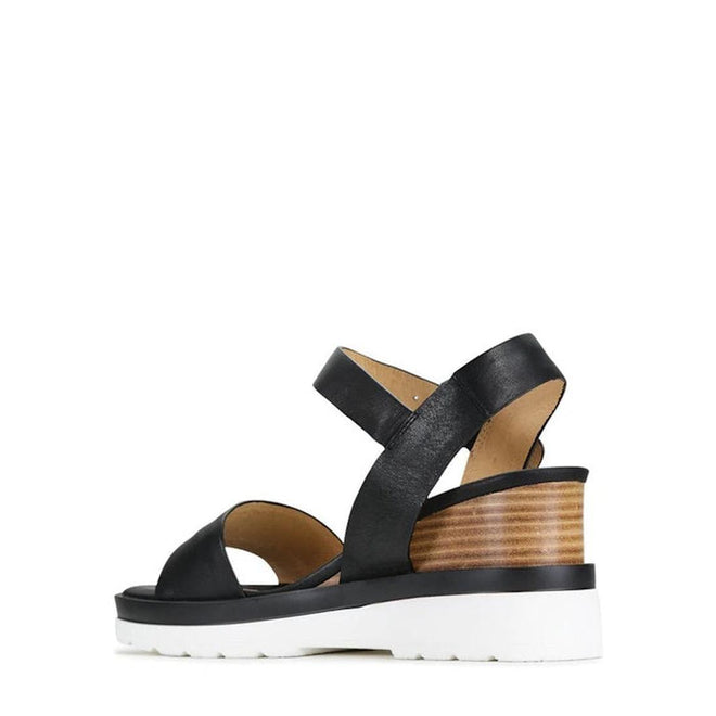 EOS Jadon Black Leather Wedge Sandal CLEARANCE