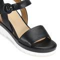 EOS Jadon Black Leather Wedge Sandal CLEARANCE
