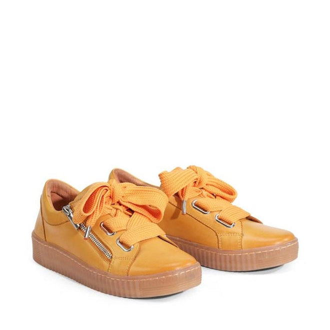 EOS Jovi Sunflower Yellow Leather Trainer Lace Up with Zip