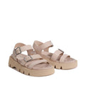 The EOS Monn Birch Women's Leather Buckle Sandal is a beige platform slingback with chunky soles, three top straps, adjustable silver buckles, rugged tread, and an open-toe design for comfort., 48019, 9321191311913, 9321191311920, 9321191311937, 9321191311944, 9321191311951, 48025