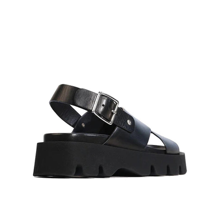 EOS Monnis Black Womens Leather Sandal
