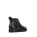 The EOS Zarina Black Leather Ankle Boot Double Zip features a low heel, twin zip design, and a pull tab at the back, displayed against a plain white background., 52296, 52297, 52298, 52299, 52300