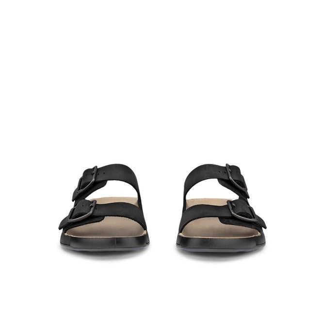 Ecco Mens Cozmo Casual Buckle Black Leather Slide