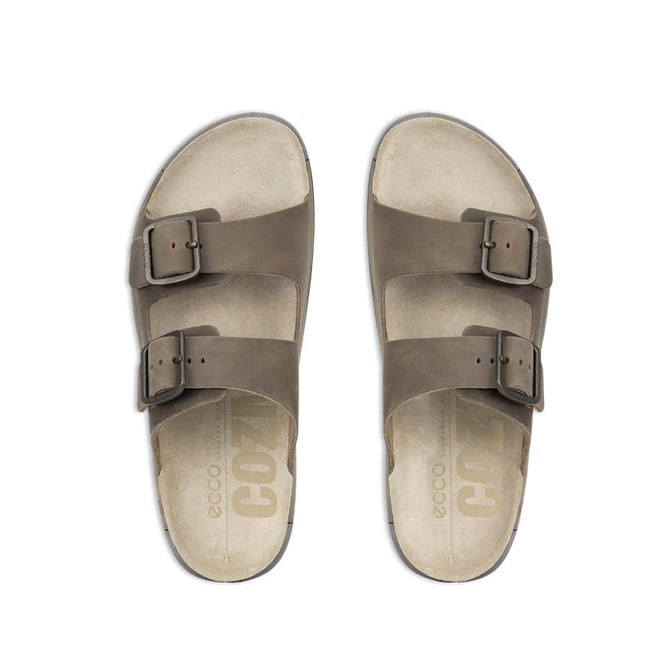 Ecco Mens Cozmo Casual Buckle Nutmeg Brown Leather Slide
