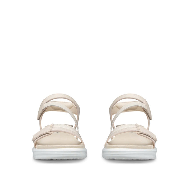 Ecco Womens Soft Sandal 3 Strap Limestone Adjustable