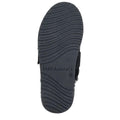 The image displays the sole of the Emu Womens Adison Black Sheepskin Wool Mule Slipper Scuff, featuring wavy tread patterns and "EMU Australia" printed at the center against a white background., 50710, 9330071990797, 9330071990803, 9330071990810, 50714, 50715