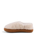 The Emu Womens Aston Natural Sheepskin Wool Slipper features a fluffy, cream teddy-textured exterior, plush sheepskin lining, and a thick brown sole, shown in side view against a white background., 9330071980187, 9330071980194, 9330071980200, 50690, 50691