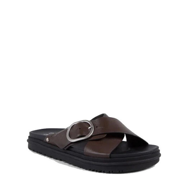 Emu Ebony Espresso Black Leather Slide Sandal