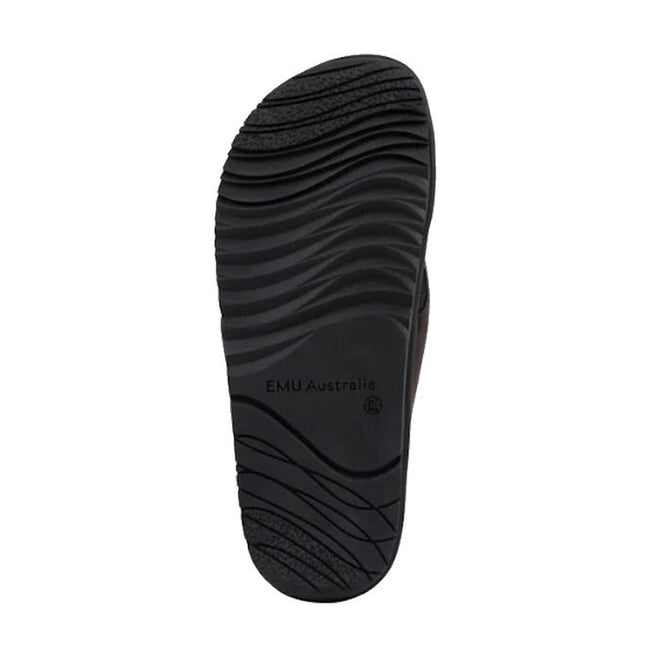 Emu Ebony Espresso Black Leather Slide Sandal