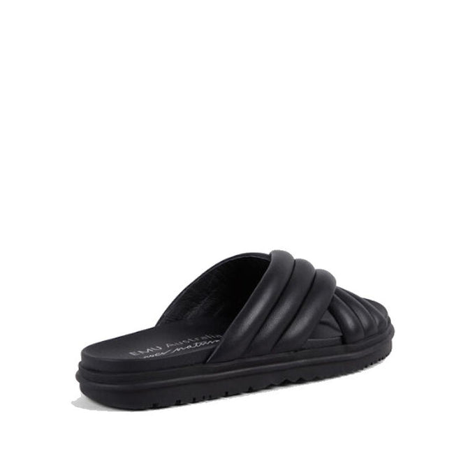 Emu Ella Full Black Leather Summer Slide