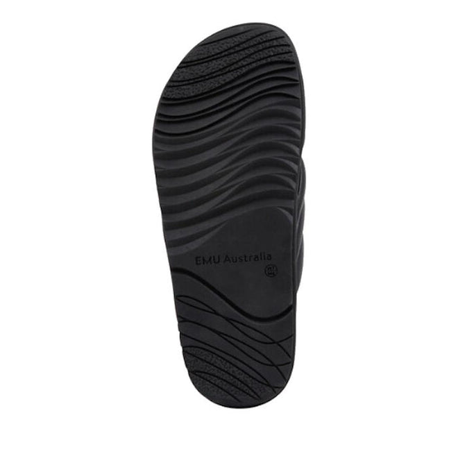 Emu Ella Full Black Leather Summer Slide