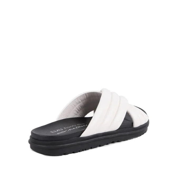 Emu Ella Coconut White Black Leather Summer Slide