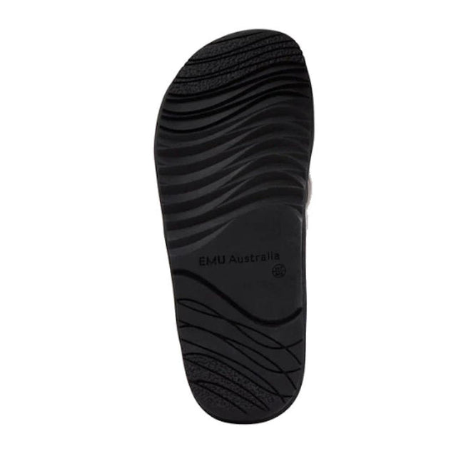 Emu Ella Coconut White Black Leather Summer Slide