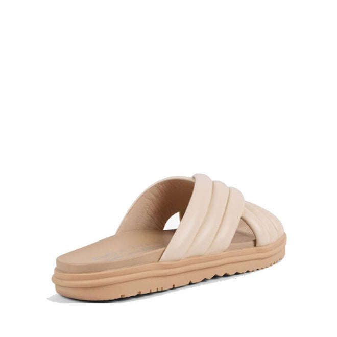 Emu Ella Macadamia Tan Off White Leather Women's Summer Slide