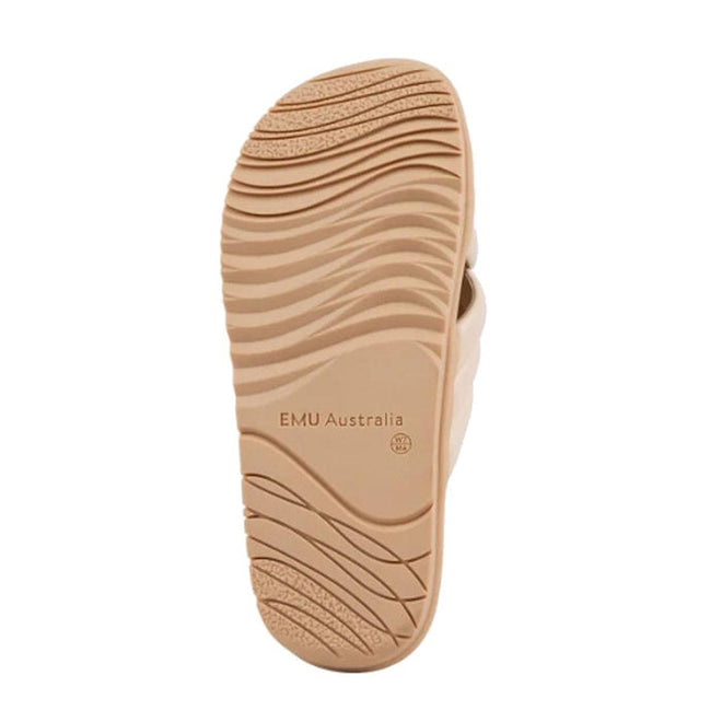 Emu Ella Macadamia Tan Off White Leather Women's Summer Slide