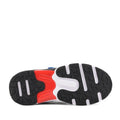 The image shows the bottom view of the Harrison Nifty Kids Sports Trainer Blue/Red, featuring a black rubber outsole with geometric treads, white details, and a red midfoot section designed to enhance grip and support., 50118, 9361913035901, 9361913035925, 9361913035949, 9361913035963, 9361913035987, 9361913036007, 9361913036021, 50126, 50127, 50128