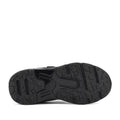 The image displays the black rubber sole of the Harrison Nifty Black School Trainer, featuring a textured tread pattern with varied shapes for improved grip and traction, combining rugged design with both smooth and raised areas., 48569, 48570, 48571, 9361913034997, 48573, 9361913035031, 48575, 48576, 48577, 48578, 48579, 48569, 48570, 48571, 9361913034997, 48573, 9361913035031, 9361913035055, 9361913035079, 48577, 9361913035116, 48579