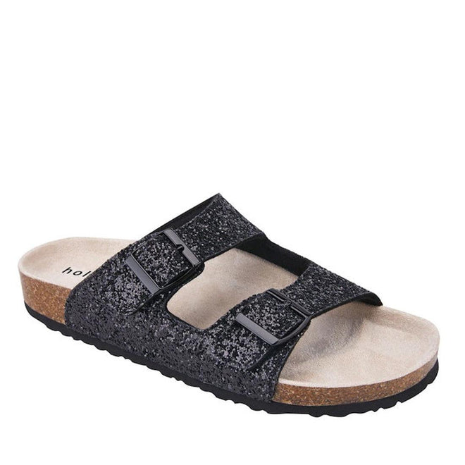 Holster Farah Black Glitter  Synthetic SummerWomen's Slide Sandal