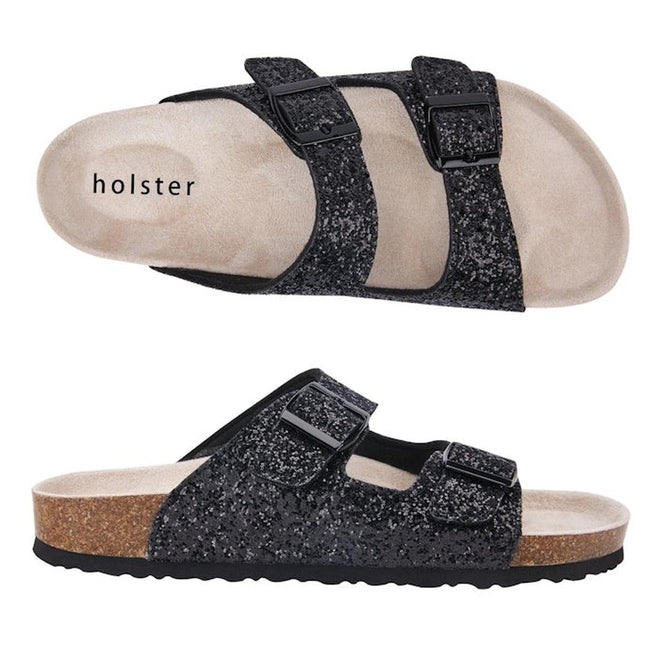 Holster Farah Black Glitter  Synthetic SummerWomen's Slide Sandal