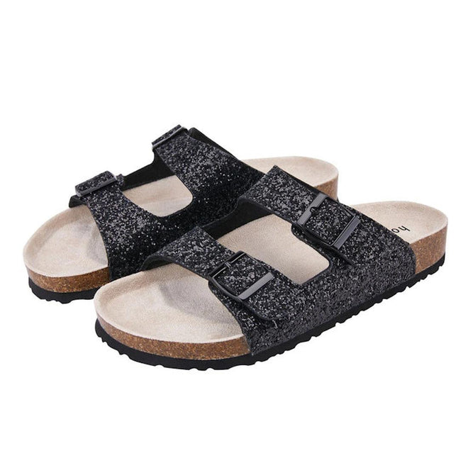 Holster Farah Black Glitter  Synthetic SummerWomen's Slide Sandal