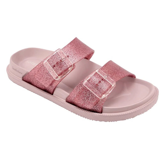 Holster Womens Soleshimmer Pink Glitter Summer Slide