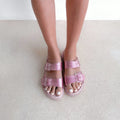 Holster Womens Soleshimmer Pink Glitter Summer Slide