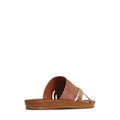 The Los Cabos Bride Chocolate Flat Slide Sandal is shown from a side angle, featuring an open toe and low, flat sole on a plain white background., 9321191054834, 9321191054841, 9321191054858, 9321191054865, 9321191054872, 9321191054889, 46948
