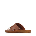 The Los Cabos Bride Chocolate Flat Slide Sandal features two crossing brown straps and an open toe, shown side view on a white background. Its comfy, subtly textured flat sole is perfect for easy resort wear., 9321191054834, 9321191054841, 9321191054858, 9321191054865, 9321191054872, 9321191054889, 46948
