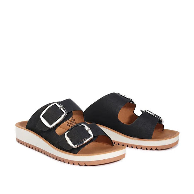 Los Cabos Naara Black Adjustable Summer Womens Slide Sandal