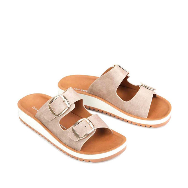 Los Cabos Naara Taupe Adjustable Womens Summer Slide Sandal