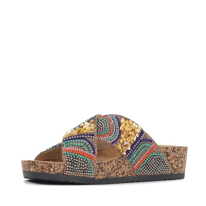 Los Cabos Capri Women's Criss Cross Strap Slides Multi